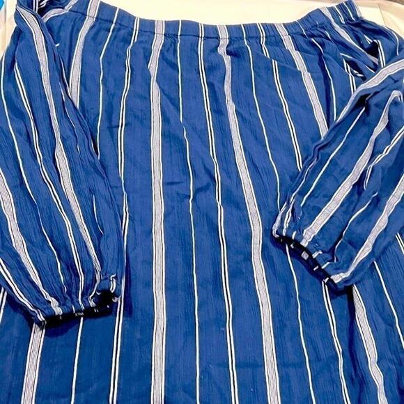 Lauren Ralph Lauren Cotton Off-the-Shoulder Cover-up Dress Blue White
Stripe M - Picture 9 of 10